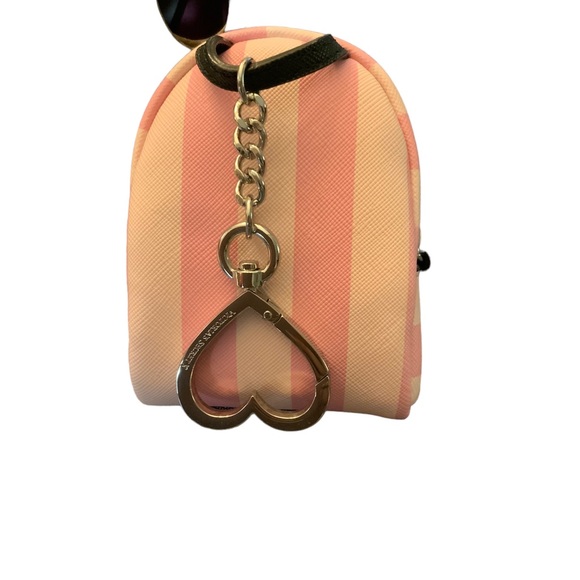 Victoria's Secret Pink Signature Stripe Key Chain Bag Charm Mini Backpack - Picture 2 of 2